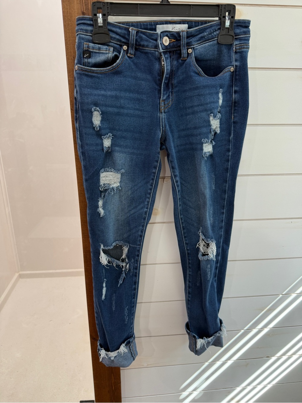 KanCan Distressed Skinny Jeans in Dark Blue